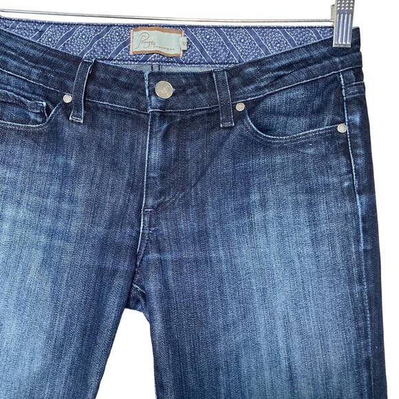 Paige Skyline Ankle Peg Skinny Jeans Ripped Knee Distressed Low Rise Dark Sz 28 - Picture 14 of 16